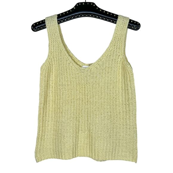 York & Hudson Yellow Sleeveless Crochet Knit Sweater Tank Small NWOT - Picture 1 of 8